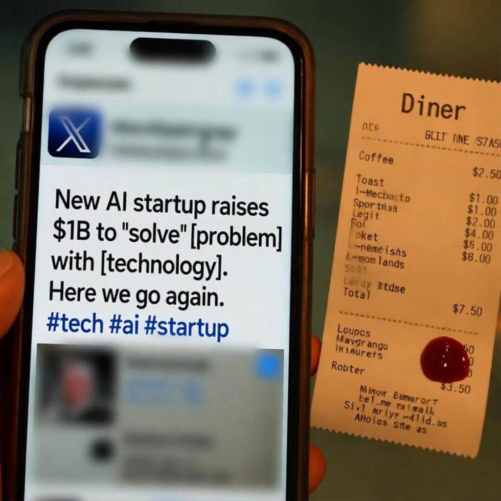 Gritty diner counter with flickering neon sign, beat-up laptop, half-eaten burrito.