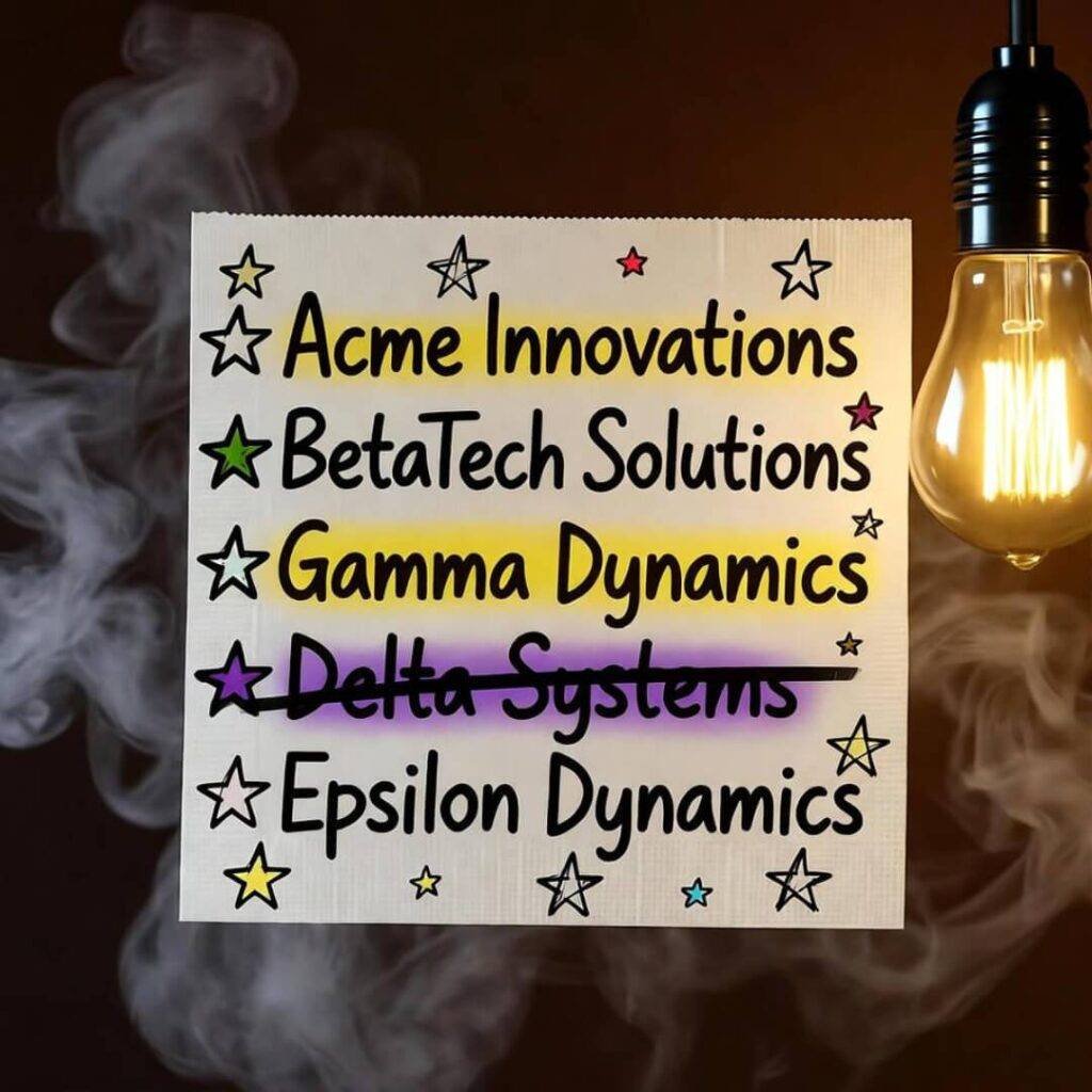 Crumpled napkin with messy startup rankings, lit by flickering bulb.