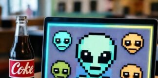 The Best Laptops of 2025: Our Top Picks for Every Need Laptop on diner table with spilled Coke, cheesesteak, pixelated aliens on screen.