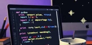 Top AI Programming Languages Every Developer Should Learn in 2025 Blurry desk with glitchy Python script, chipped AI mug, crumpled R code note.