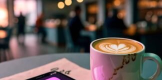 Why AI Chatbots Are Changing the Customer Service Industry Forever Cluttered coffee table with phone, spilled latte mug, binary napkins, robot sticker.