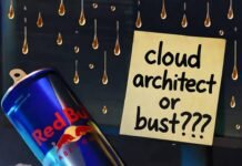 How to Build a Career in Cloud Computing: Job Opportunities and Tips Half-empty Red Bull on glowing keyboard; sticky note reads "cloud architect or bust???"
