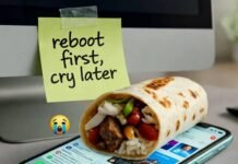 Tech Support Jobs in 2025: What You Need to Know to Start Your Career Cracked phone under half-eaten burrito with "reboot first, cry later" note and laughing emojis.